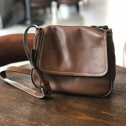 Johnature Simple Genuine Leather Women Bag Leisure Wszechstronna naturalna prawdziwa skóra bydlęca Jednokolorowe torby na ramię i crossbody