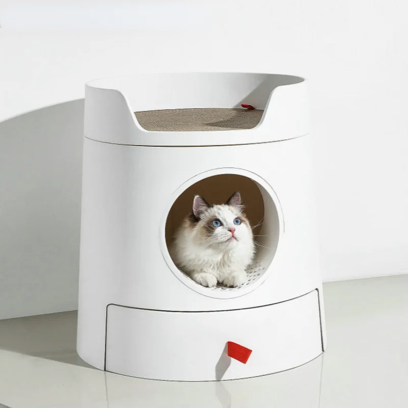 

Cat Litter Box Fully Enclosed Large Drawer Combination Cat Toilet Deodorant Anti-Splash Cat Sandbox Litter Drawer Tray