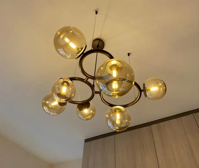 Simple LED Chandelier Dining Living Room Nordic Glass Ball