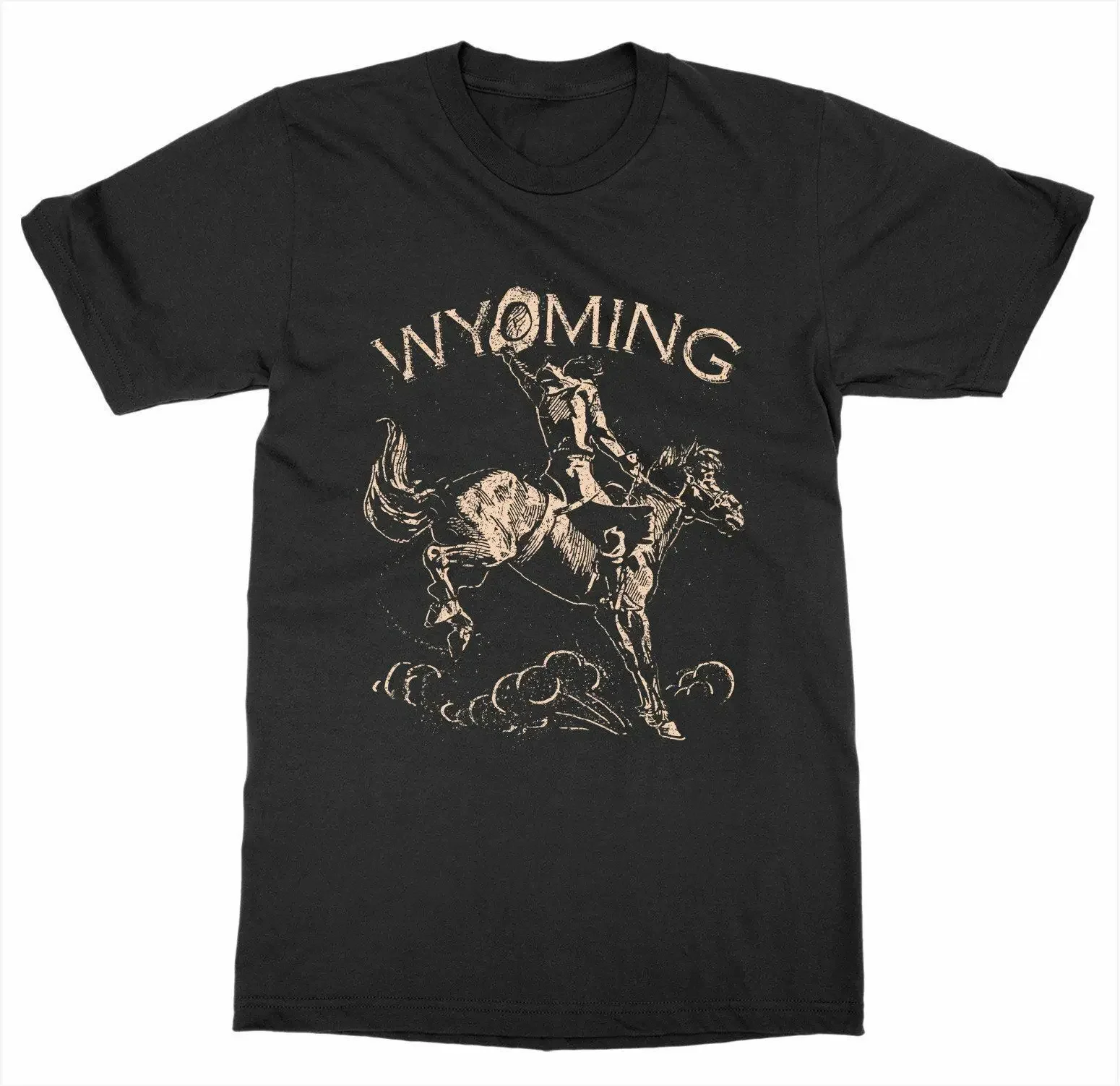 America Patriot Capital Wyoming Cowboy T-Shirt. Summer Cotton Short Sleeve O-Neck Mens T Shirt New S-3XL