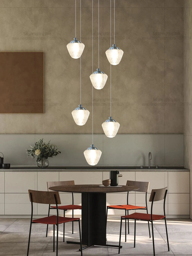 Modern Nordic LED Staircase Pendent Lamp Hanging Living Room Ceiling Light Designer Creative Dining