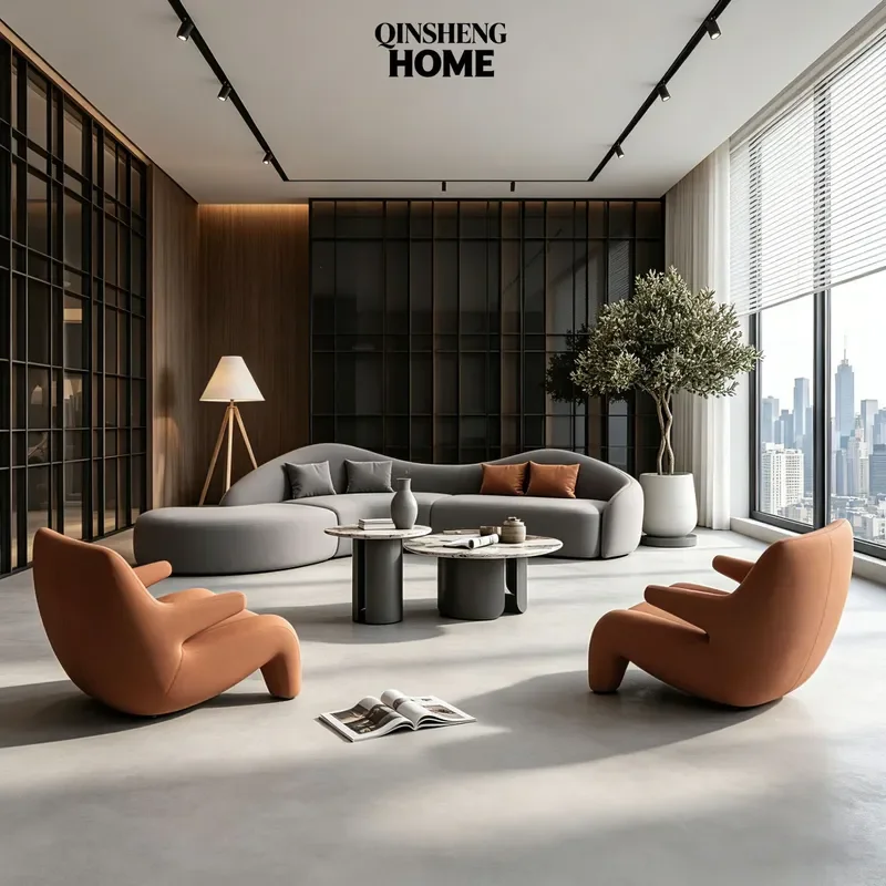 Modern Simple Curved Sofa Large Living Room Exhibition Hall Special Shaped Corner Sofa Comfortable Sedentary for Living Room