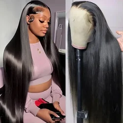 200 Density 13x4 13x6 Full Frontal 360 HD Transparent Lace 40 46 Inch Long Straight 5x5 Closure Human Hair Pre plucked Wigs