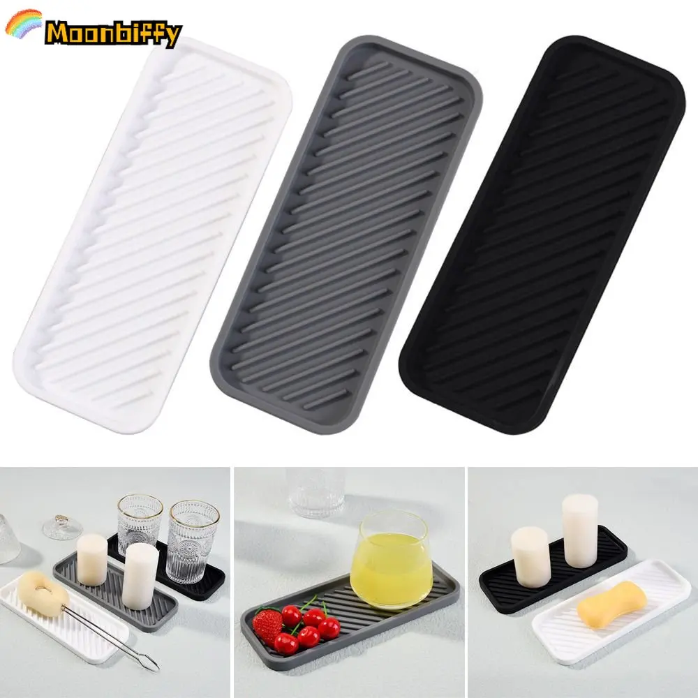 Silicone Brush Sponge Bottles Organizer Countertop Scrubber Sink Tray Soap Storage Holder Washstand Shelf Soap Dish