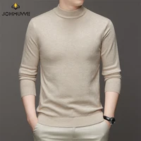 Suéter de manga larga de cuello alto para hombre, suéter de Color sólido, Top suave, cálido y cómodo con una Base, 7 colores