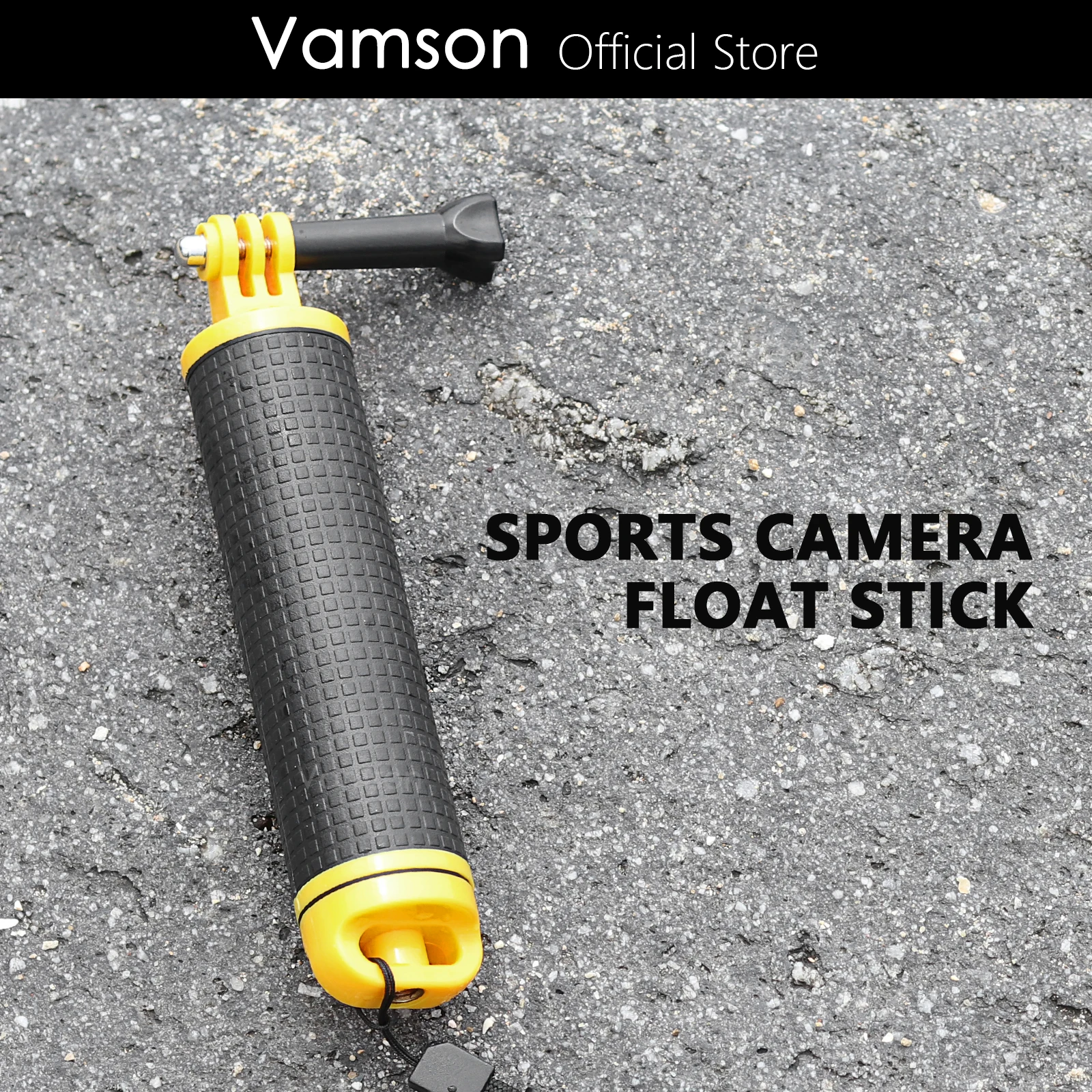 Vamson-Support flottant jaune pour Go Pro, accessoires, poignée coordonnante, flottabilité, DJI, Insta360, 12, 11, 10, 9, 8, 7, 6