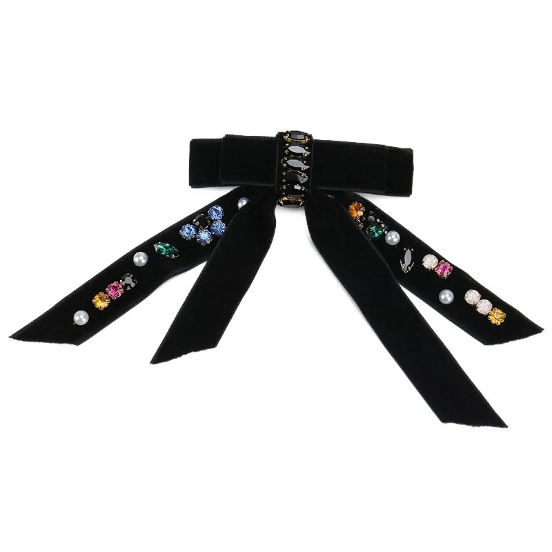 

Extra Large xander MISS Hair Clip with Oversize Bow Crystal Pearl Velvet Hairband for Tail Sle Fre out Faion Accory