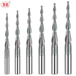 BB Taper Ball Nose End Mill Solid Carbide incisione Router Bit rilievo legno metallo CNC fresa rivestita 3.175mm 4mm 8mm 10mm