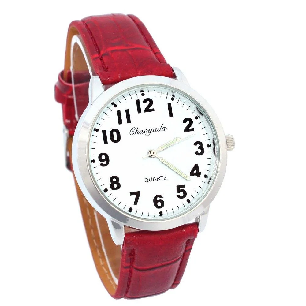 Damski zegarek kwarcowy z białą tarczą, okrągły wyświetlacz z cyframi, skórzana bransoleta, stylowy zegarek na rękę dla studentek.