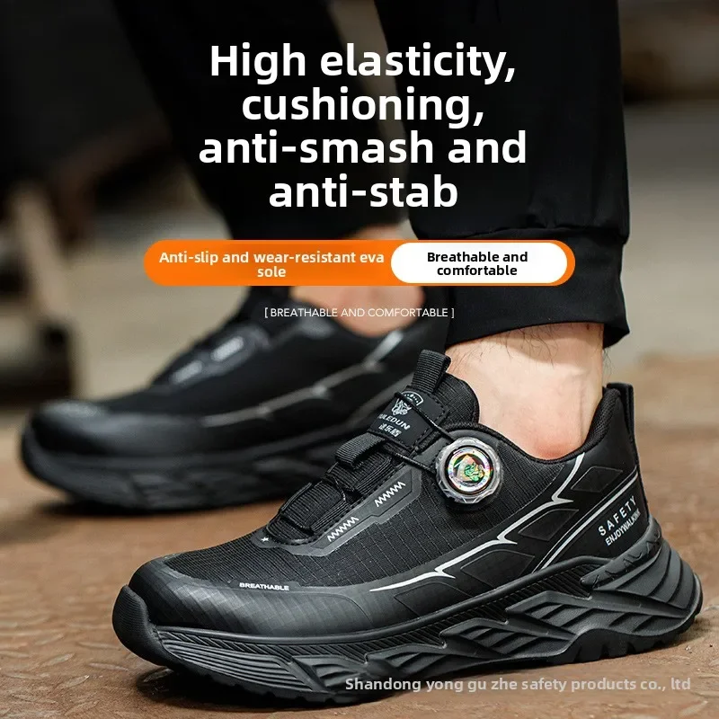 Men All Season Steel Toe Safety Shoes Mesh Breathable Anti Slip Puncture Proof Cushioned Comfort Work Boots