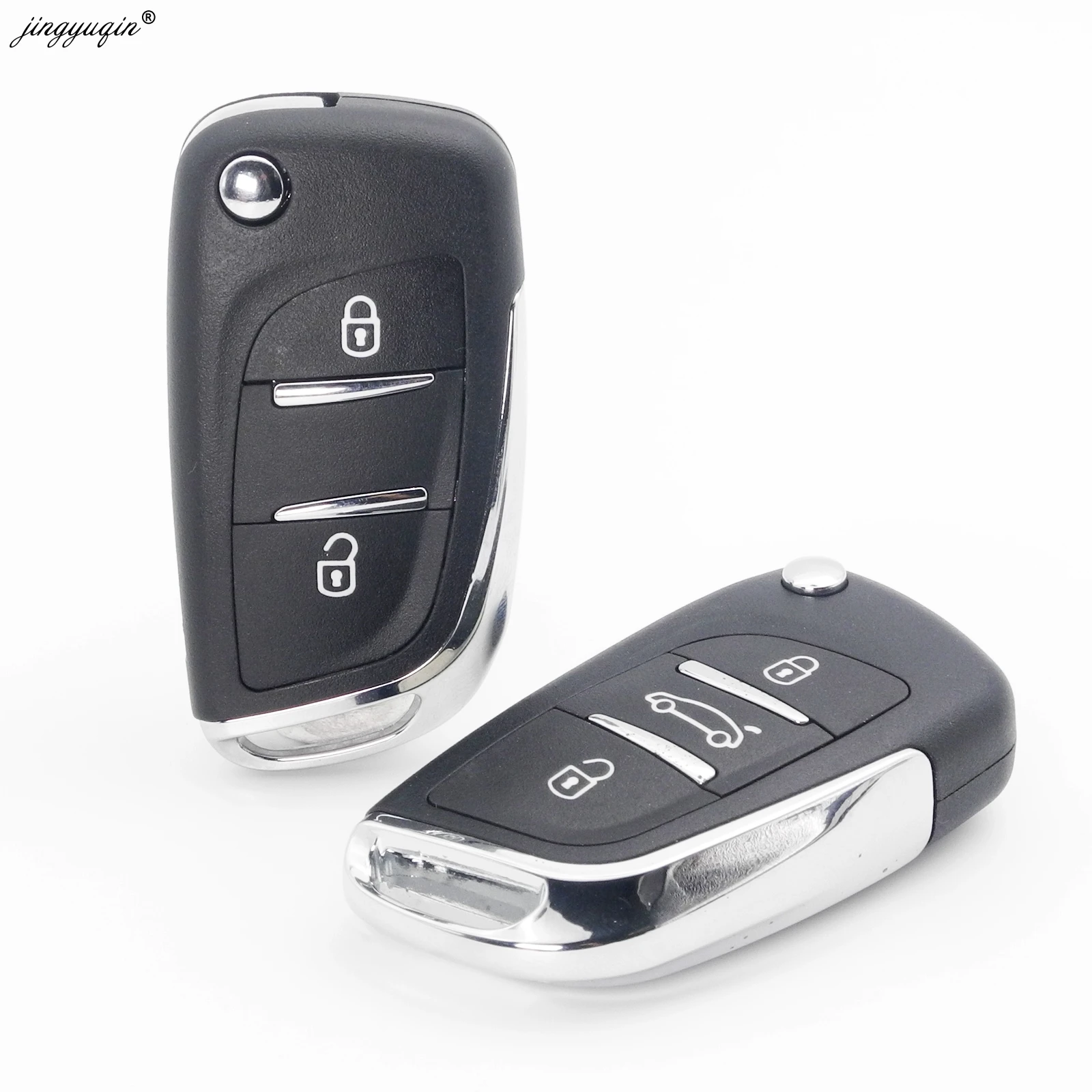 jingyuqin 2/3 BTN Modified Filp Remote Car Key Shell Case For Peugeot 307 408 308 For Citroen C2 C3 C4 C5 HU83/VA2 Blade CE0536