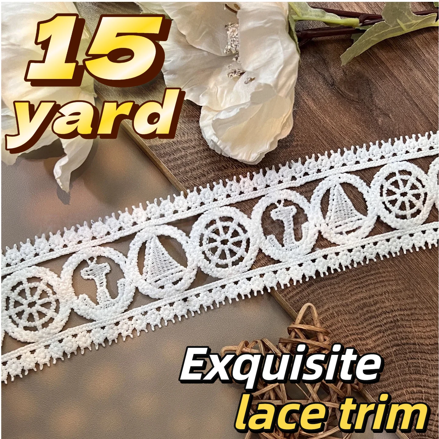 

Винтажная белая кружевная тесьма 5,5 см, водорастворимая вышитая ажурная лента для подола платья, рукоделия и домашнего декора