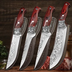 Forged Kitchen Cleaver Butcher Knife with Sheath Boning Peeling Meat Knife Handmade Cooking Utility Knife Household & Business