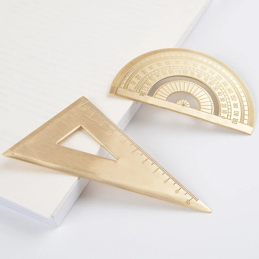 

Triangle Ruler Metal Protractor Practical Portable Tool for Cross Stitch Painting Math Lesson Clear Scale Lightweight Long
