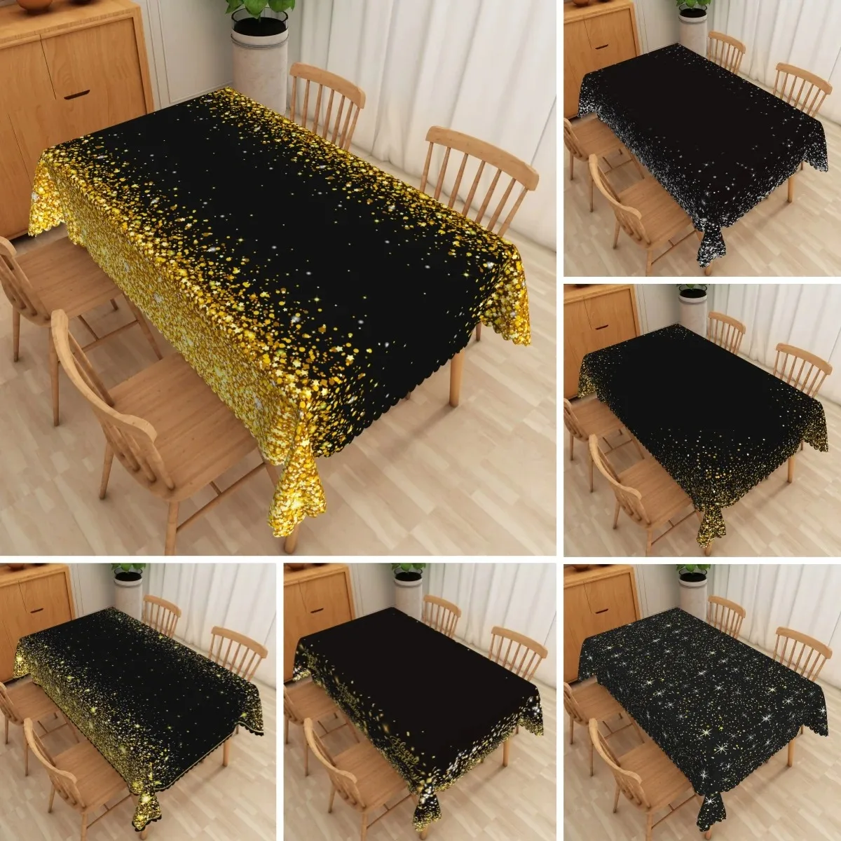 

Waterproof Polyester Tablecloth 2D Flat Printed Elegant Floral Table Cover For Dining Room Kitchen Party Aesthetic Home Decor