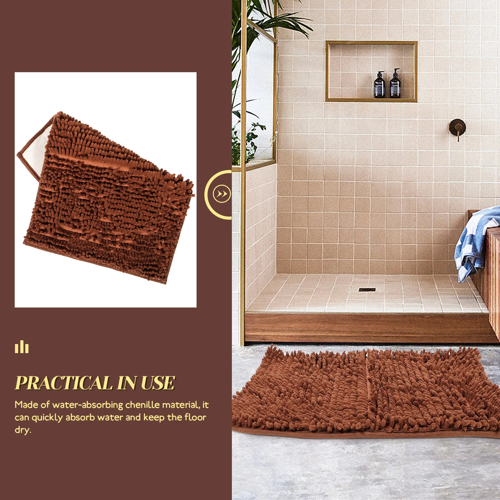 

Water Absorbent Bath Mat 40x60cm Coffee Color Non Slip Bathroom Mats Shower Rugs Pet Nest Entry Doormat Floor Pad