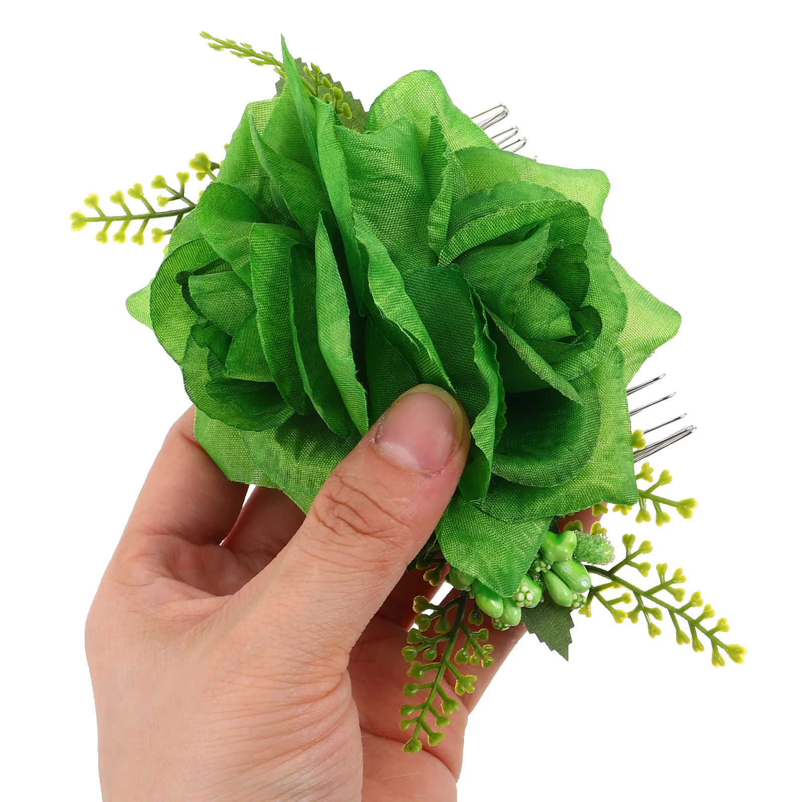 

1Pcs Elegant St Patrick's Day Faux Flower Hair Comb Green Festival Accessory Party Hairpiece for Celebrations