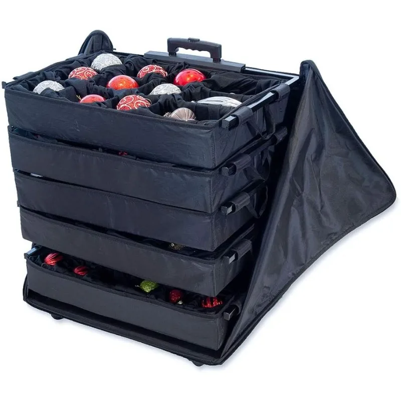 

Телескопическая рождественская коробка для хранения орнаментов на 120 орнаментов с 5 съемными подносами и перегородками