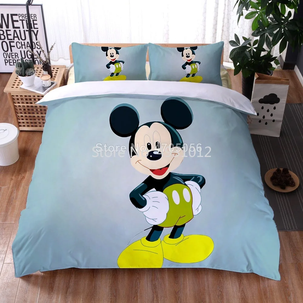 

Minnie Mickey Mouse Bedding Set SingleTwin Queen King Size Bed Set Children Duvet Cover with PillowCase Kids Cartoon Gifts