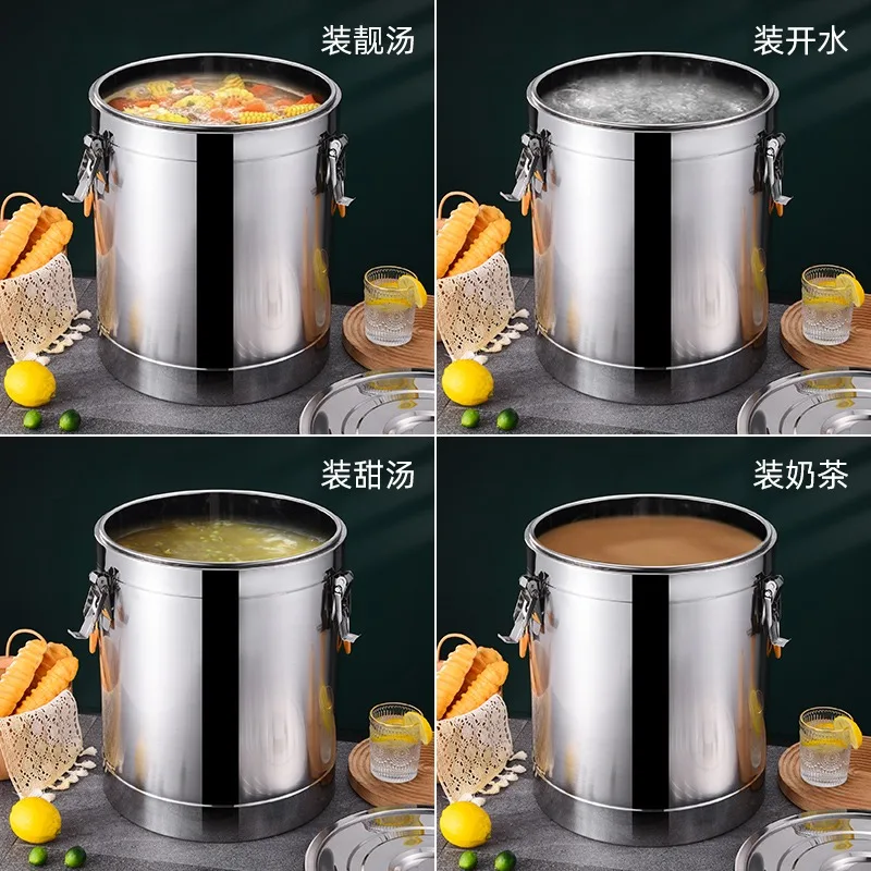 Stainless Steel Insulation Bucket Large Capacity for Ice Powder Soy Milk Rice Porridge Commercial Canteen