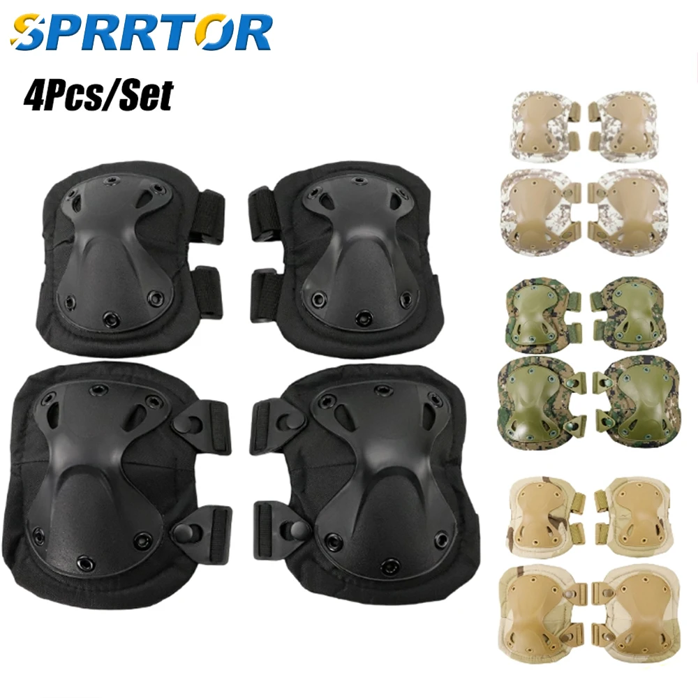 4Pcs/Set Camo Tactical KneePad Elbow Pads Military Knee Protector Army Airsoft Outdoor Sport Working Hunting Gear Kneecap