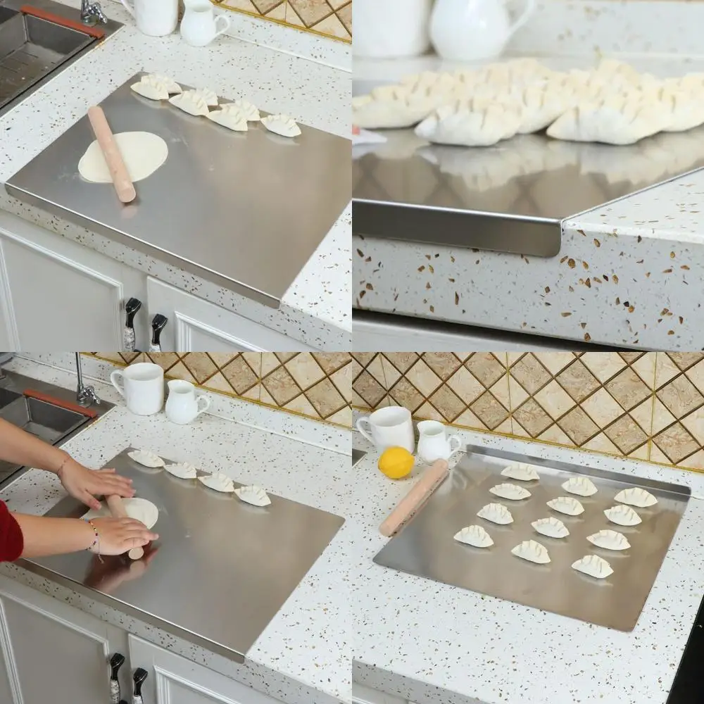 

Большая кухонная разделочная доска из нержавеющей стали, коврик для выпечки и кондитерских изделий, идеально подходит для мяса, овощей, хлеба (50x40 см)