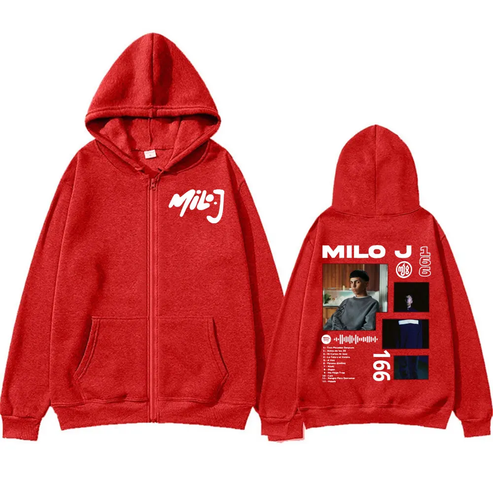 Rappeur Milo J 166 Album Tour sweat à capuche avec fermeture éclair hommes femmes mode Hip Hop Style rue sweat veste décontracté polaire sweat à capuche zippé