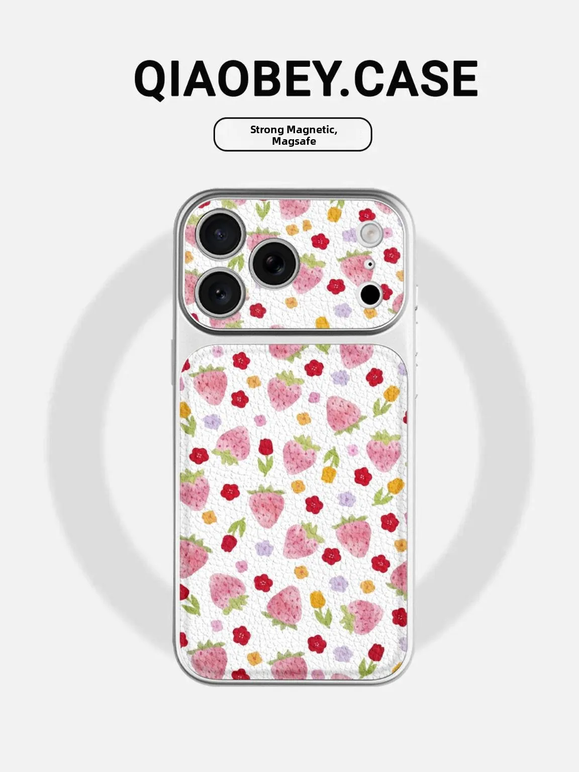

Cute Cartoon Strawberry Flower Phone Case for iPhone 17 Full Lens Protection Large View Window High-End Feel Female Sty...