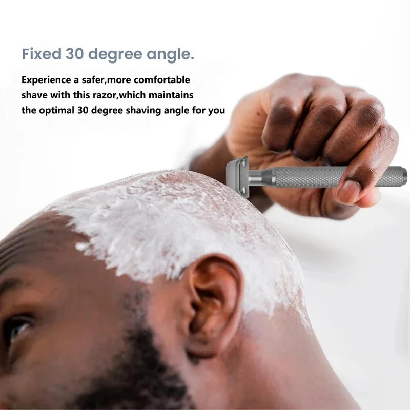 Safety Razor Men's Wet Razor 30° Angle Including 5 Platinum Razor Blades, Safety Razor and Blade Guard No Power Required