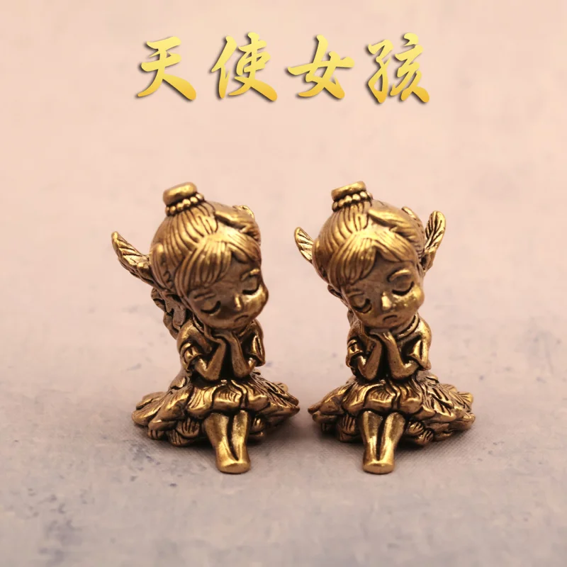 New Cast Angel Girl Brass Ornament Personalized Desktop Tea Pet Small Copper Craft