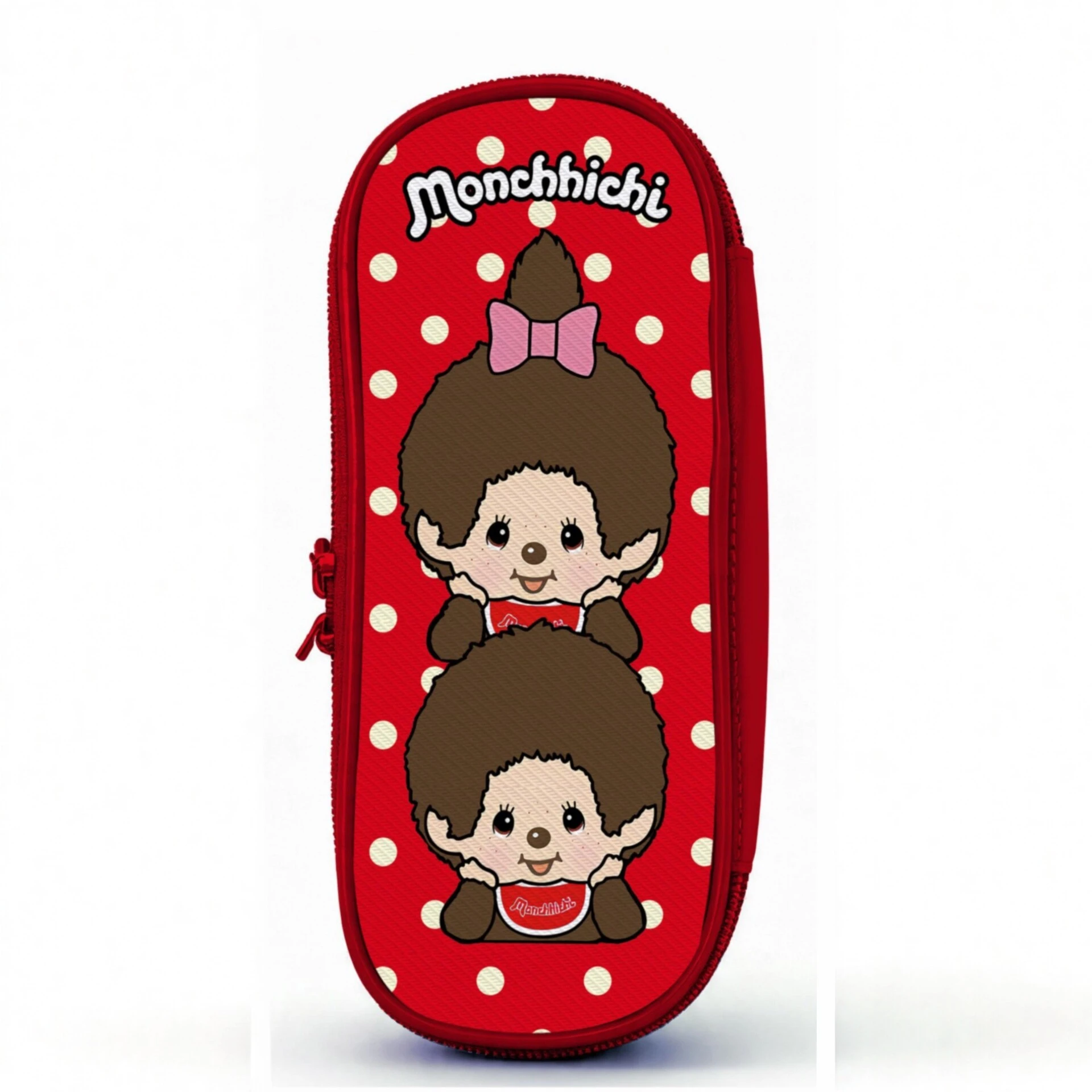 Monchhichi Pencil Box Schoolbag - Cute Student Storage Bag Stationery Box Brown Color - Portable Version