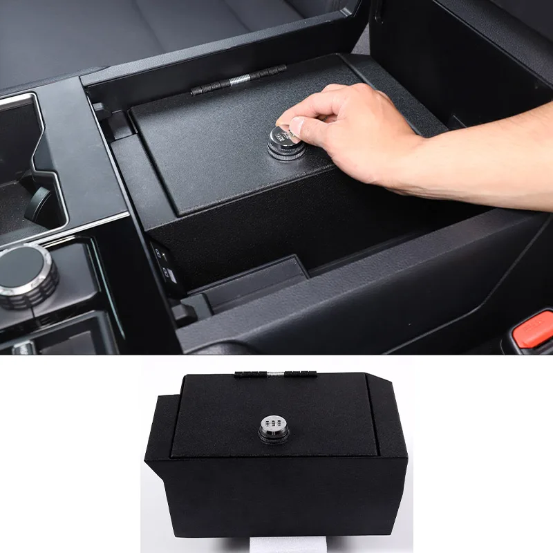 

For Toyota Tundra 2022 2023 Aluminum Alloy Password Lock Security Safe Box Armrest Storage Privacy Protection Car Accessories