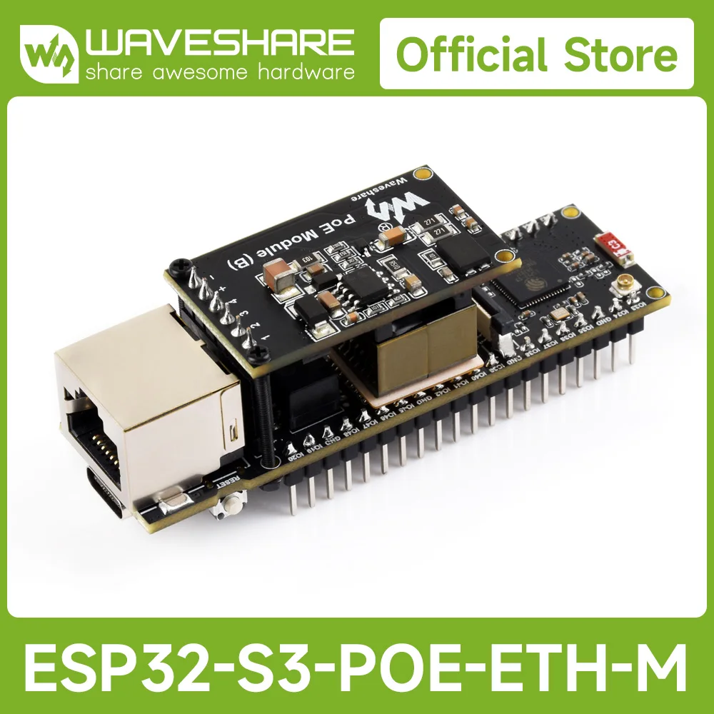 Płytka rozwojowa Waveshare ESP32-S3 ETH, obsługuje komunikację Wi-Fi, Bluetooth i Ethernet, opcjonalnie z modułem PoE.