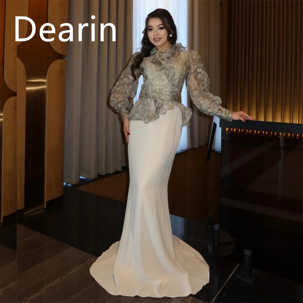 

Customized Evening Dress Prom Gown Formal Party Occasion YPMWZX Scoop Neckline Column Floor Length Skirts Ribbon Tulle Bespoke O