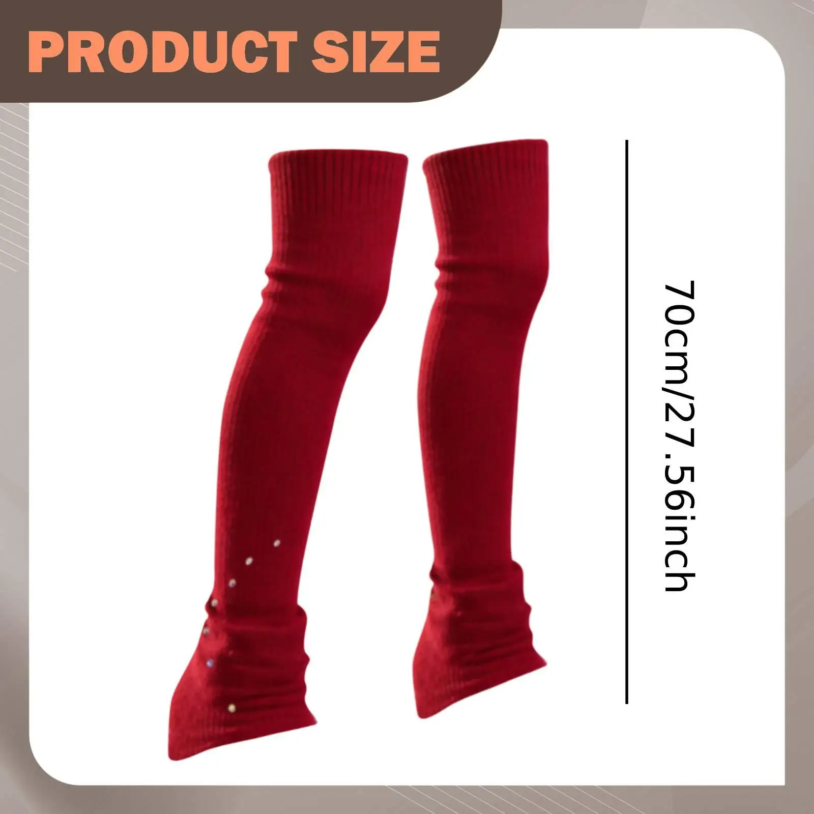 Adult Figure Skating Footless Socks Thickened Knitting Leg Warmers Ice Boot Covers Stockings for Dance Performance