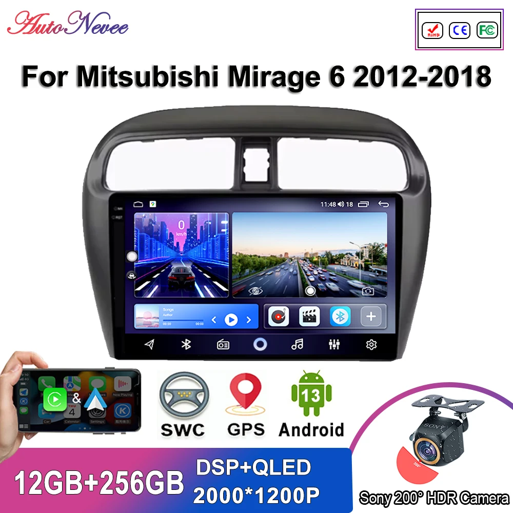 

Android 13 Car Dvd For Mitsubishi Mirage 6 2012-2018 Auto Radio Stereo Head Unit GPS Navigation No 2din DVD Dash Cam QLED Scren