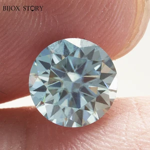 0.5 - 1ct Biru Hijau Warna Moissanite Batu Permata Moissanite Bersinar Perhiasan Bulat Lab Tumbuh Berlian DIY Perhiasan 12 berlian kuning penjualan terbaik - №