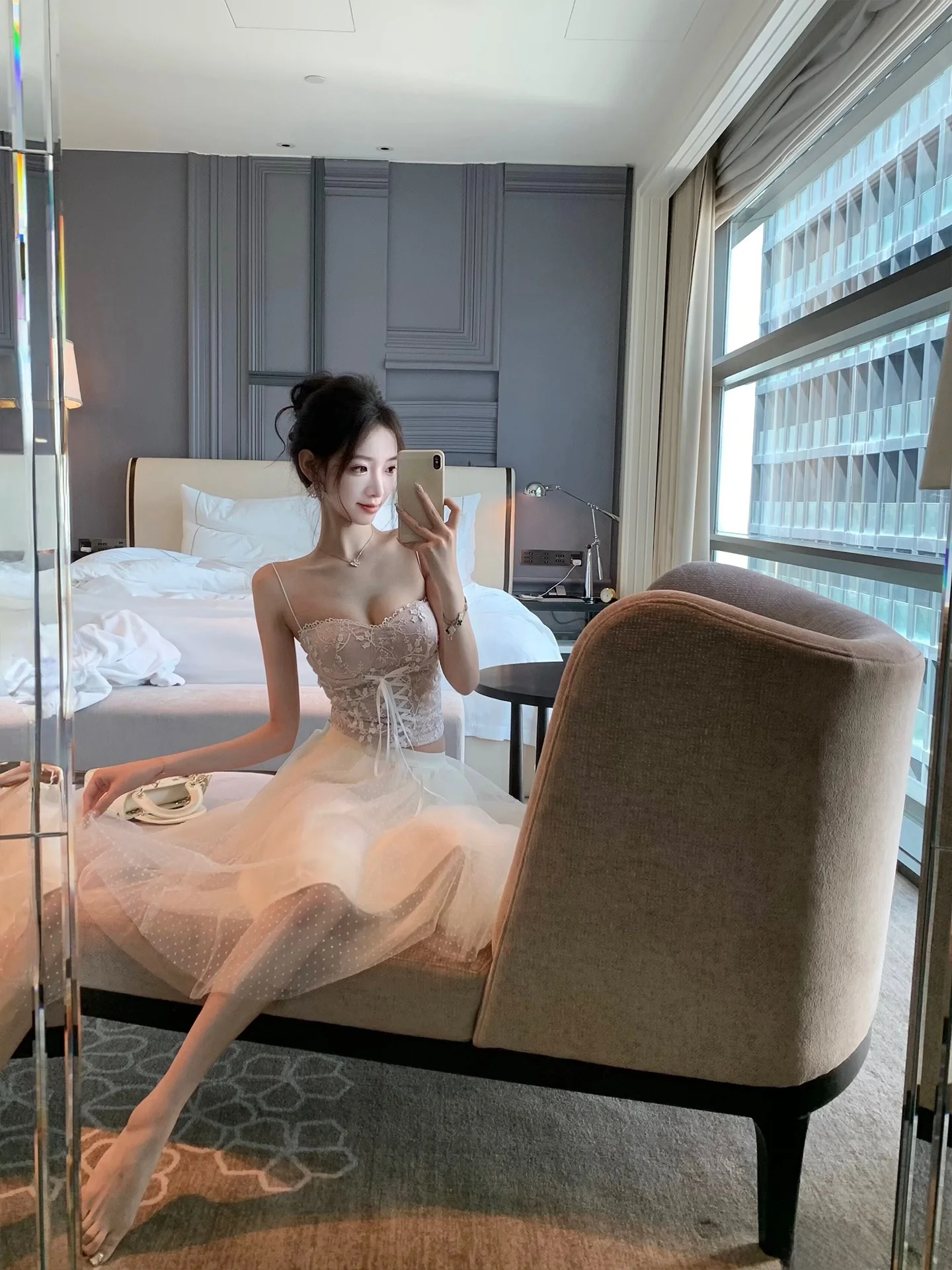 

Ballet Girl e Tie- Waist ter Top And High Waist Skirt Set Women's Faion Ensemble Spring Season No Brand