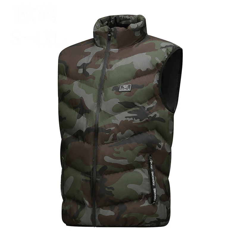 

Зимние мужские теплые пуховые жилеты с подкладкой, модные мужские камуфляжные термоветровки, жилеты, мужские толстые снежные теплые жилеты для скалолазания, одежда