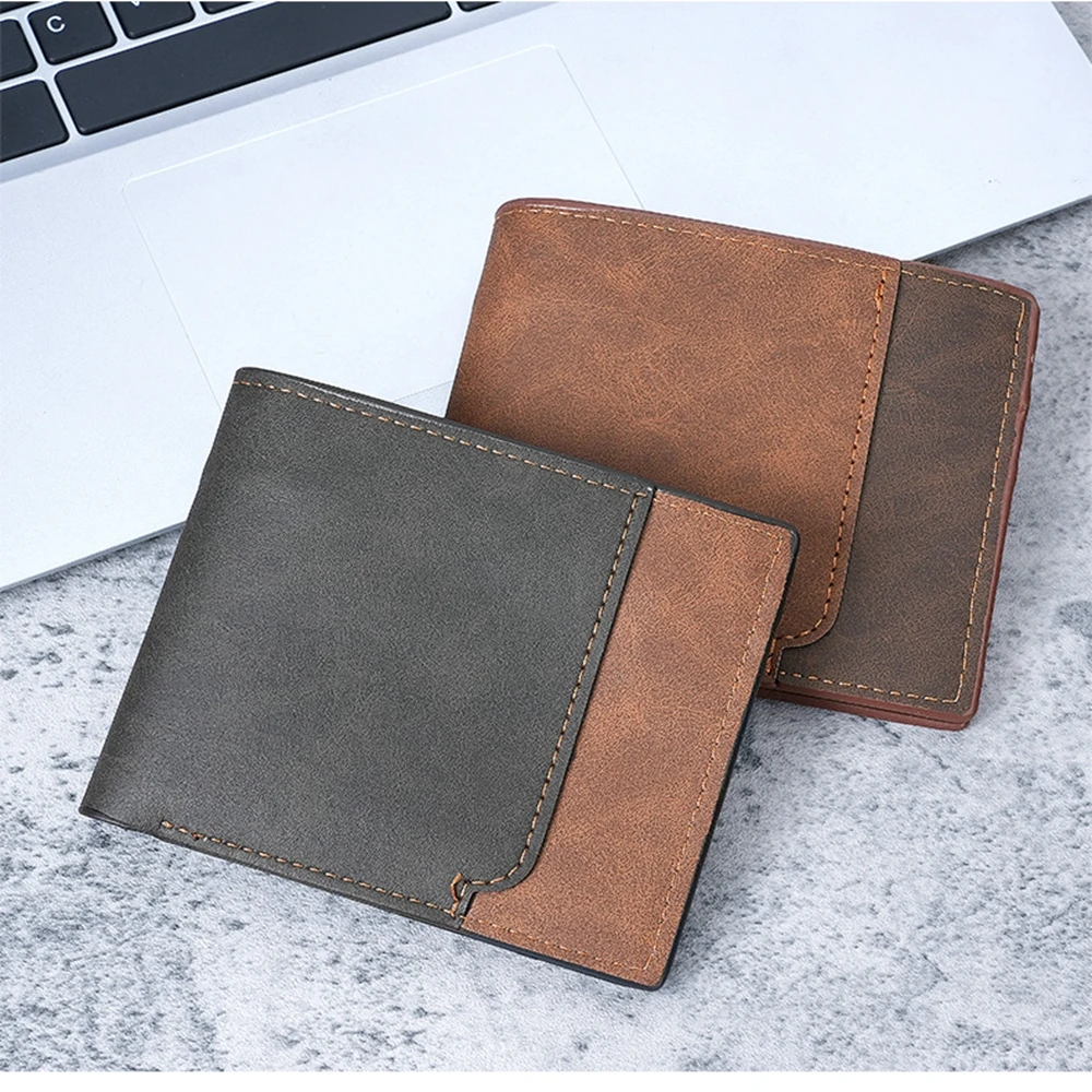 New Fashion Frosted Men's Wallet Short Large Capacity Fashion Retro Three-in-One Men's Wallet Multi-Layered Wallet Coin Purse