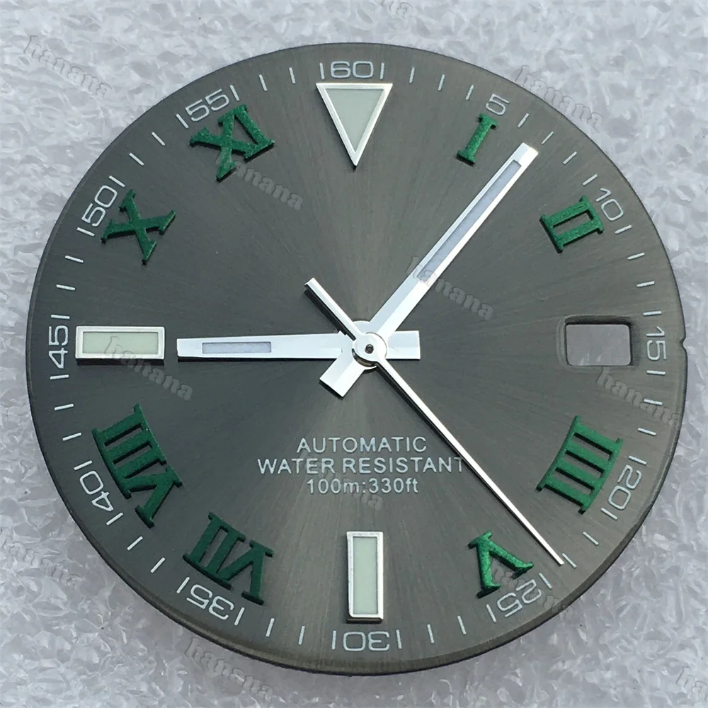 29mm Roman Ice Blue Green Luminous Dial of the NH35 Is Suitable as a Repair Accessory for NH35/36 Movement Watches