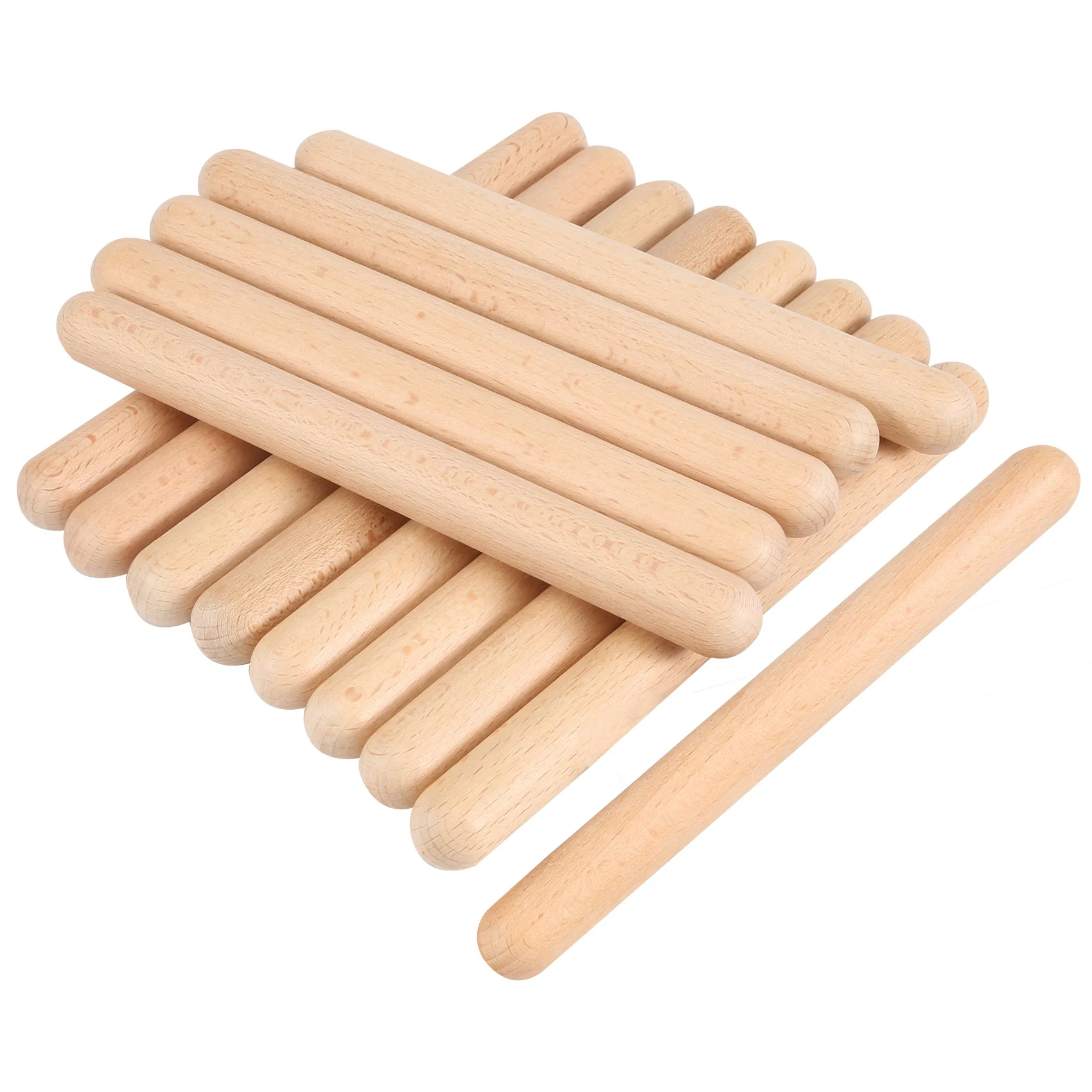 8 paia di clave in legno classico strumento musicale a percussione bastoncini ritmici in legno duro naturale bastoncini ritmici per percussioni bambini Mus