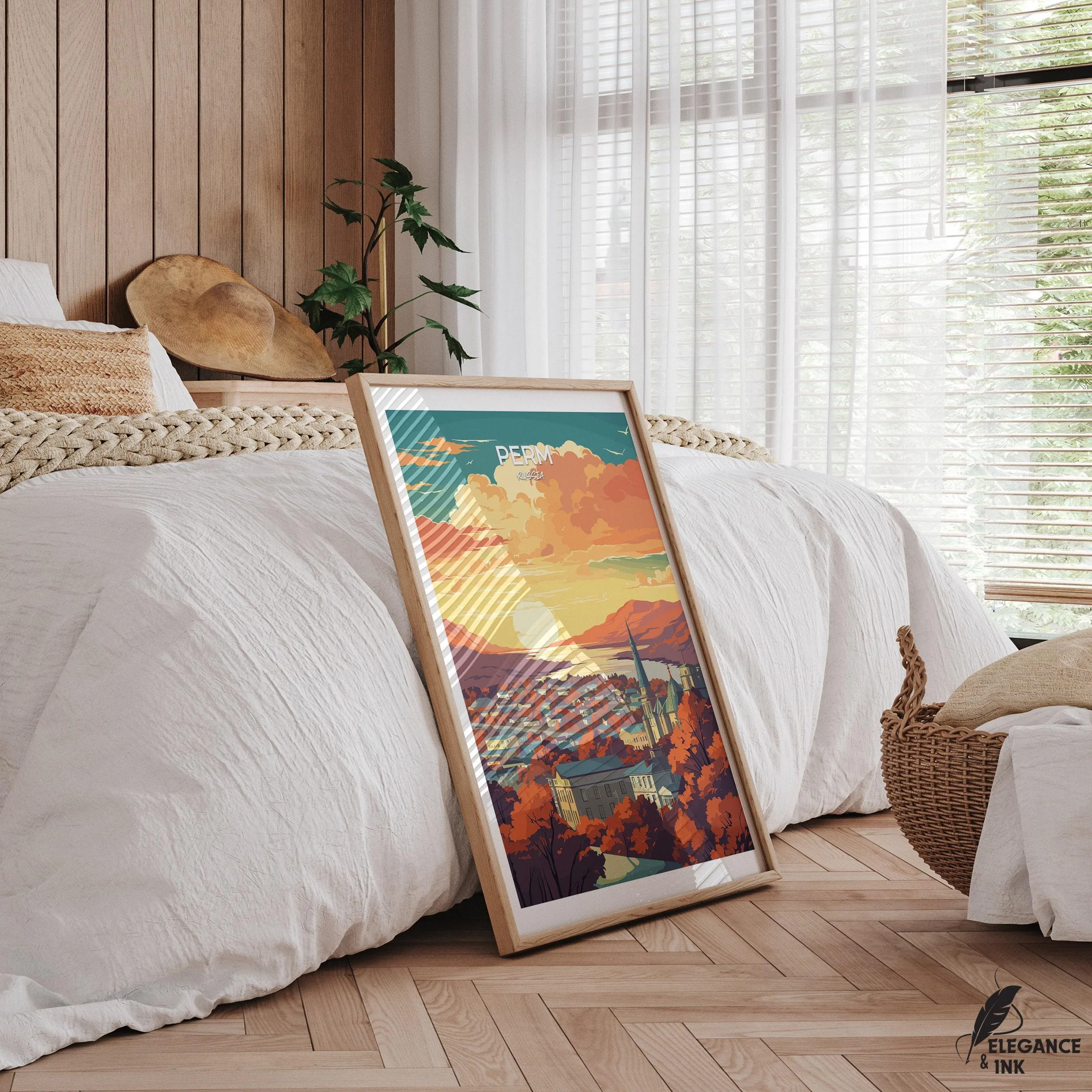Perm Travel-Themed Printed Wall Decor,Minimalist Painting Art,Modern Poster Illustrations,Russian
