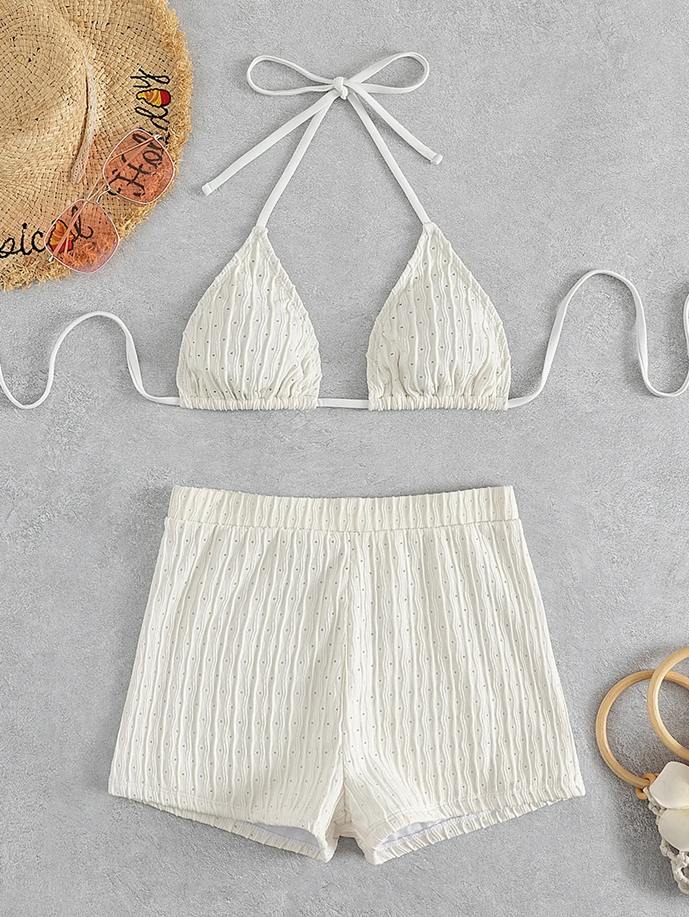 Tie Back Halter Bikinis 2026 Women High Waist Swimsuit Solid Padded Swimwear Female Bathers BathingSwimming Swim Suit Beachwear