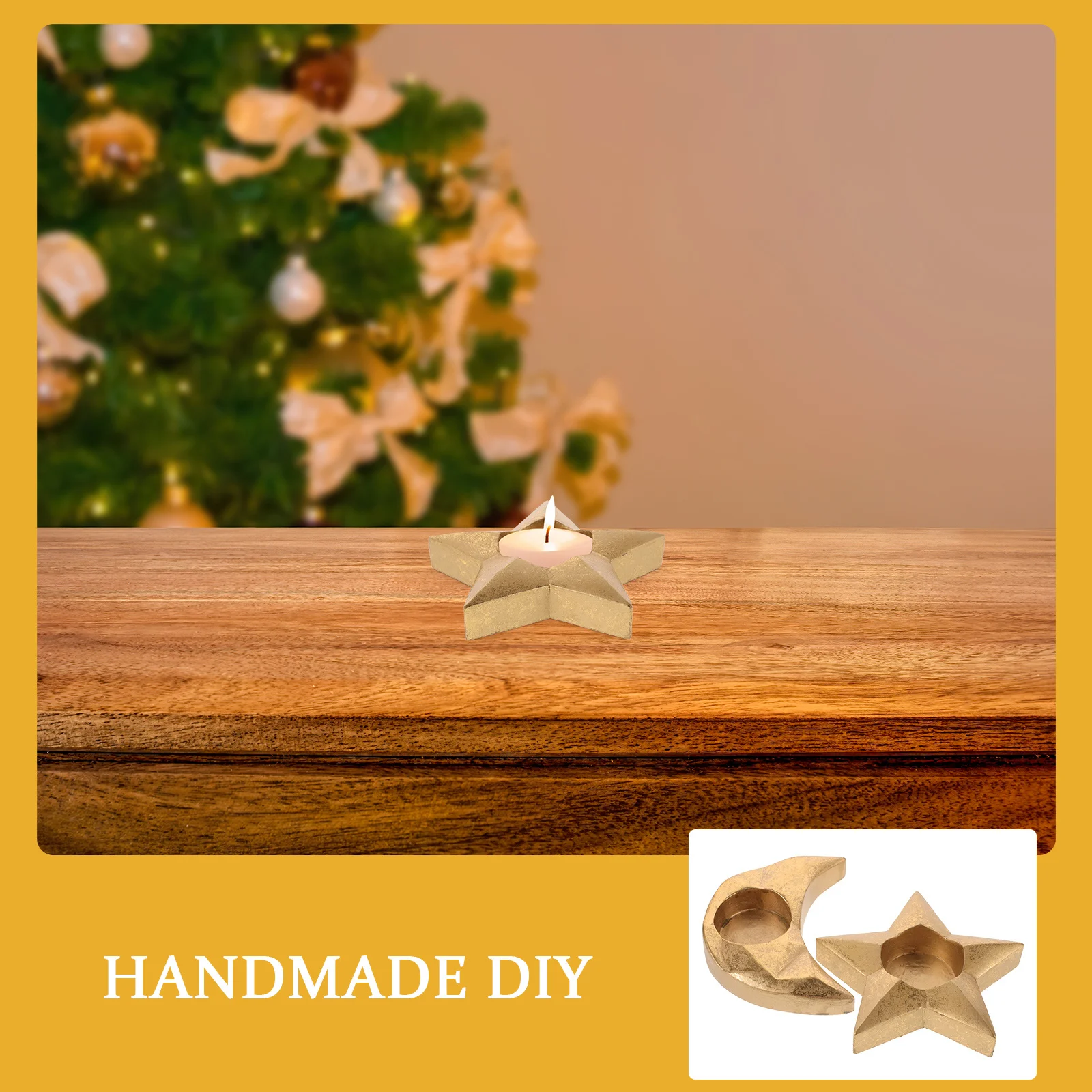 

2pcs Moon Star Shape Resin Holder Vintage Decorative Tray Table Atmosphere Stand Tea Light Holder Home Wedding Decor