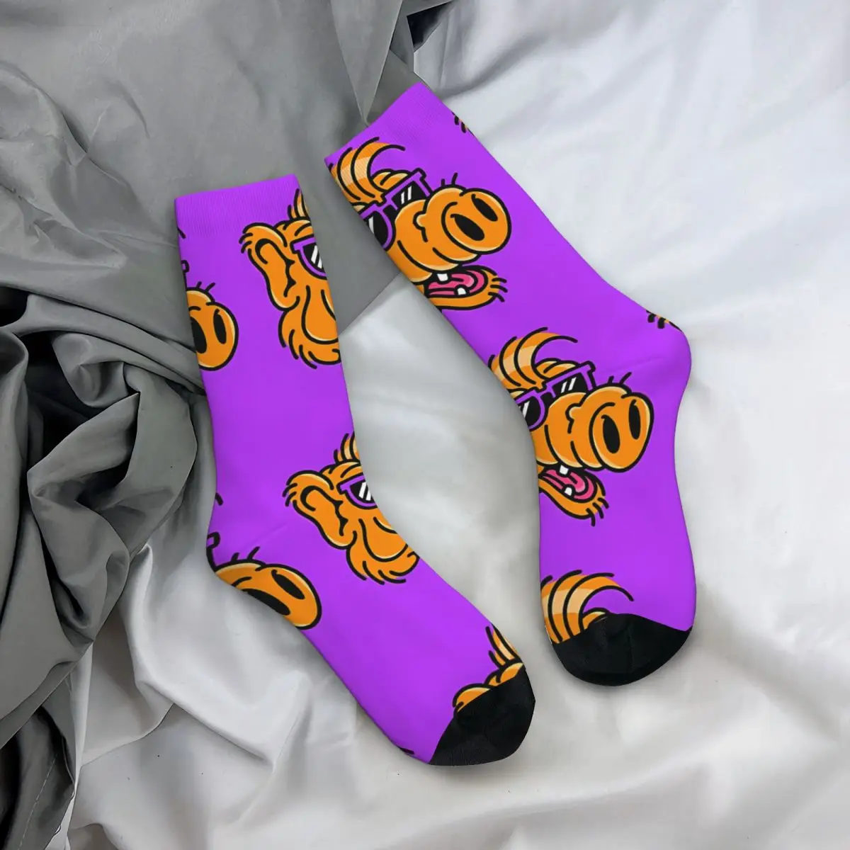 Funny Happy Sock for Men Cool Vintage ALF Ah Fu At Home TV Series Breathable Pattern Printed Crew Sock Novelty Gift