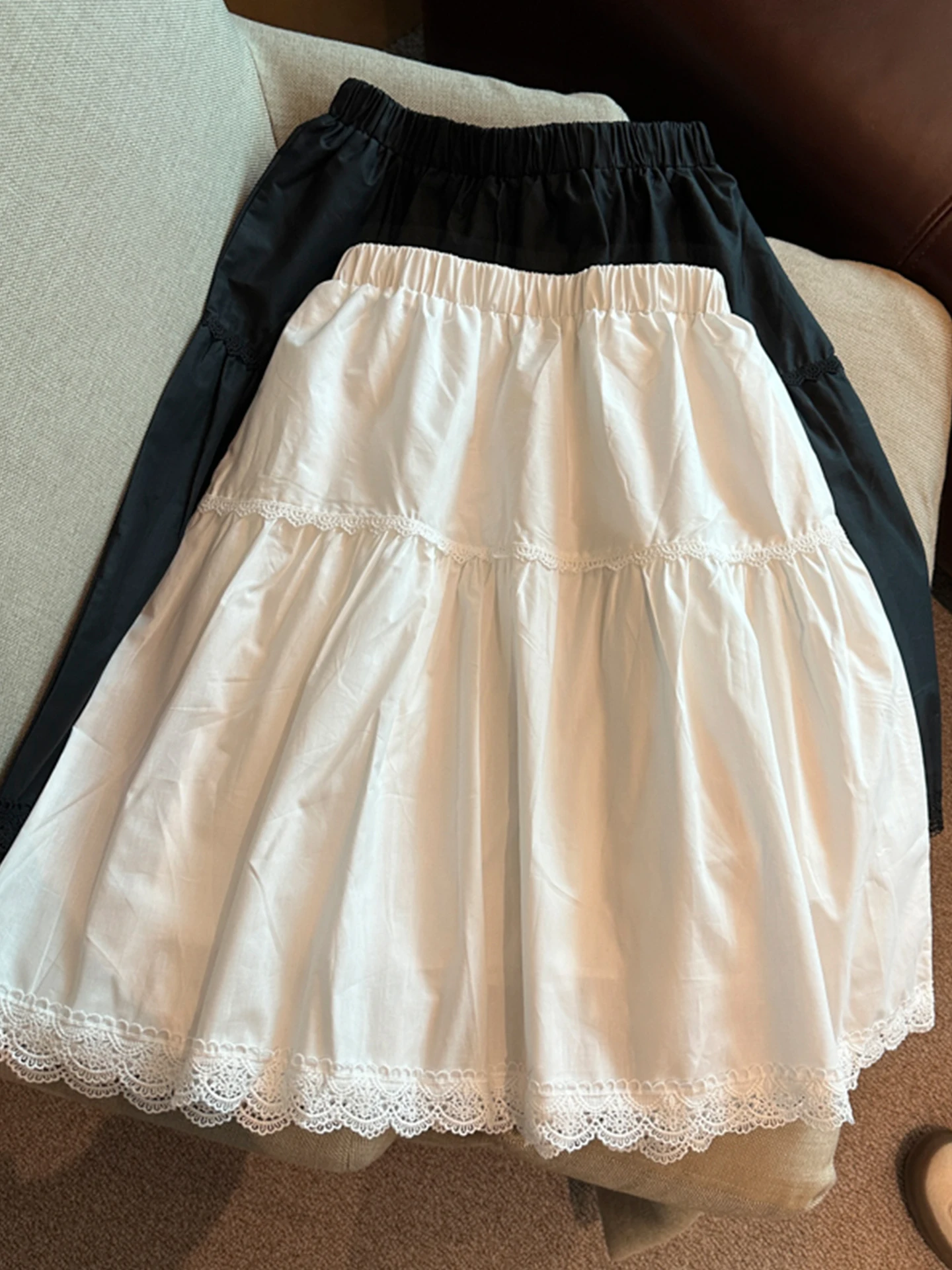 

Рекомендованная Эмили Клуд юбка с кружевной отделкой, женская, весна-лето, маленький размер, с эластичной талией, А-силуэт, миди, повседневная одежда