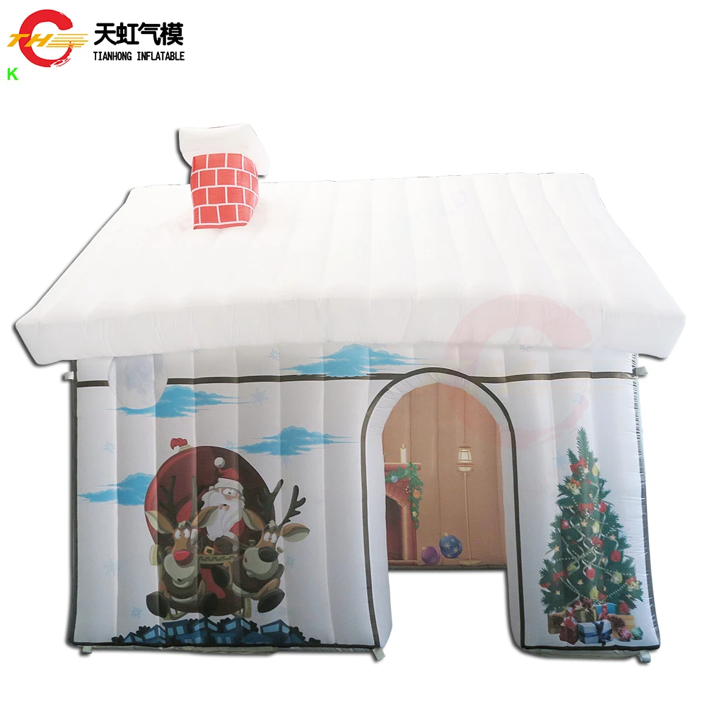 Fast Shipping Cheap Price Inflatable Santa Grotto Inflatable Christmas House for Outdoor Decoration with Blower