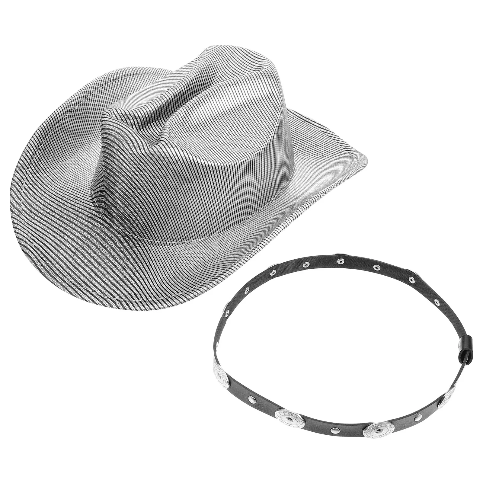 

Shiny Western Cowgirl Hat Unisex Cosplay Costume Party Decorative Uv Protection Wide Brim Cowboy Hat For Outdoor Travel