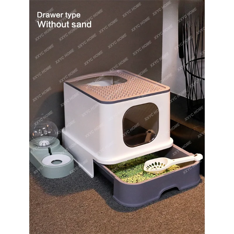 

Cat Litter Box Fully Closed Drawer Top-in Anti-Splash Large Oversized Cat Litter Box Cat Toilet Cat Supplies cat toilet